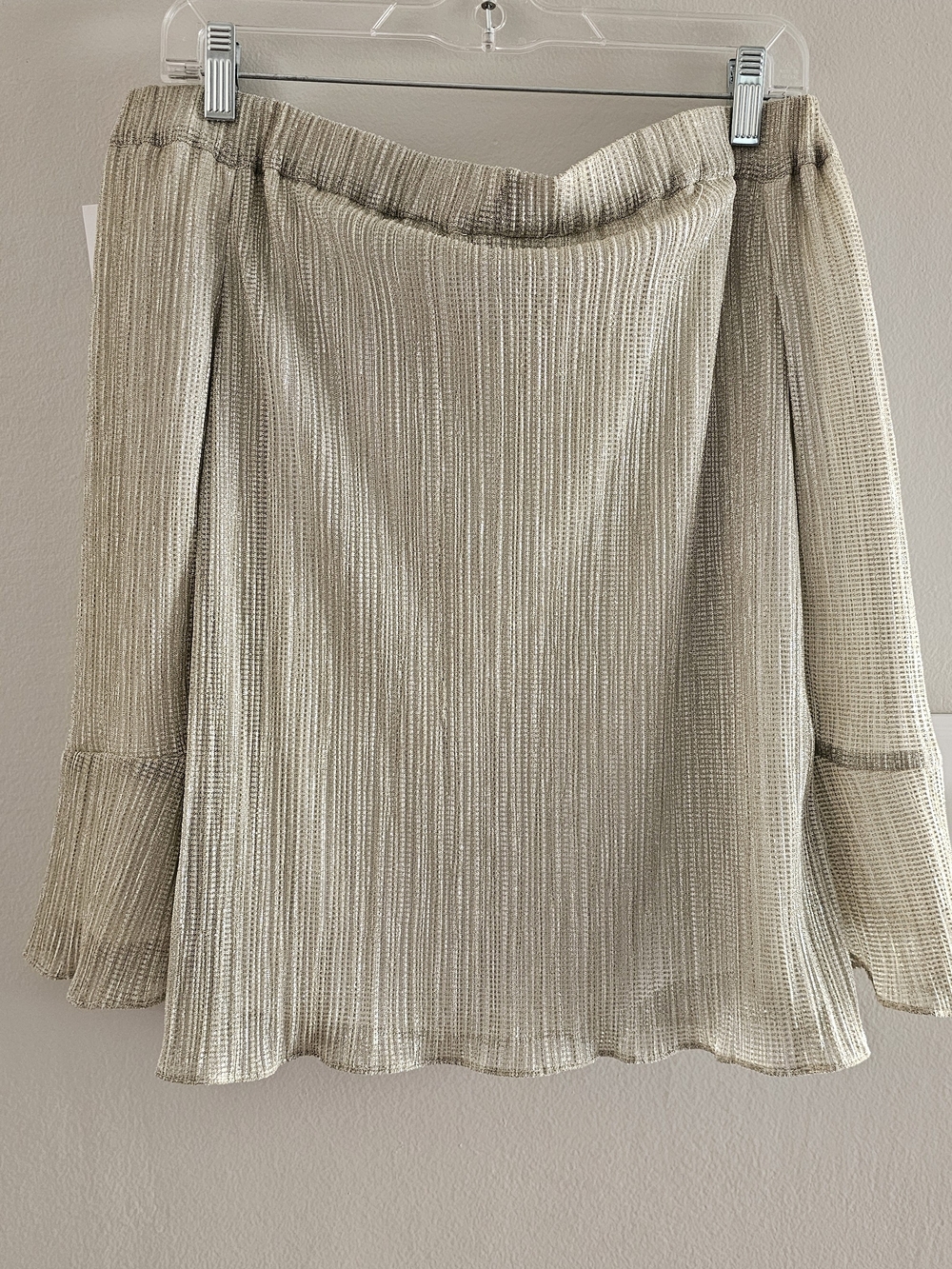Waverly Grey Metallic Gold Off Shoulder Top